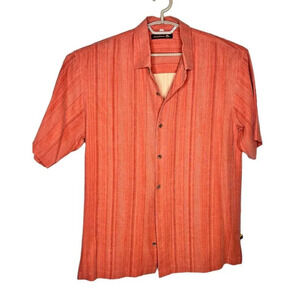 Tommy Bahama Silk Salmon Large Button Mens Camp Shirt Size L Beautiful Condition